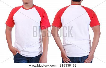 White Red Ringer Shirt Mockup Template