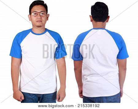 White Blue Ringer Shirt Mockup Template