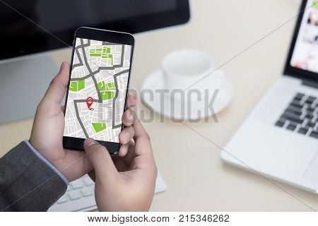 Gps Map To Route Destination Network Connection Location Street Map With Gps Icons  Navigation