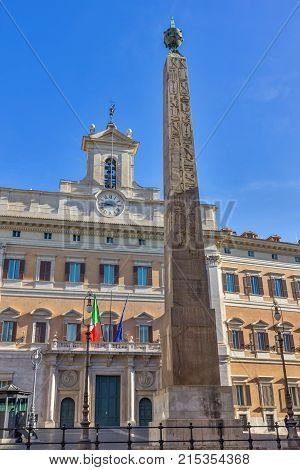 Obelisk Of Montecitorio In Rome - Italy