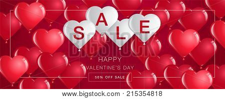 Valentine's day saleTemplate BannerHearts BalloonsVector IllustrationAbstract Background.