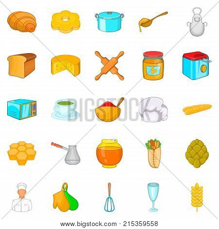 Bakehouse icons set. Cartoon set of 25 bakehouse vector icons for web isolated on white background