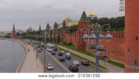Sunny Summer Day Moscow River Bay Kremlin