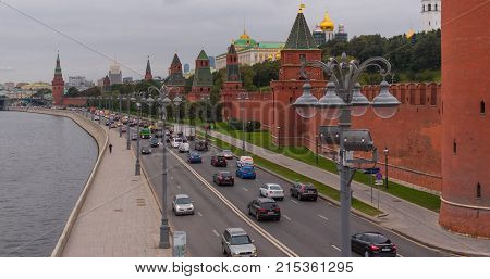 Sunny Summer Day Moscow River Bay Kremlin