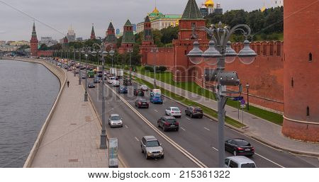 Sunny Summer Day Moscow River Bay Kremlin