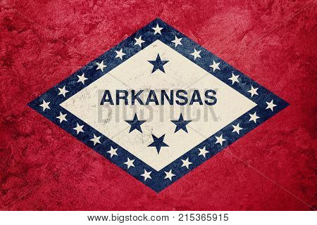 Grunge Arkansas State Flag. Arkansas Flag Background Grunge Texture.
