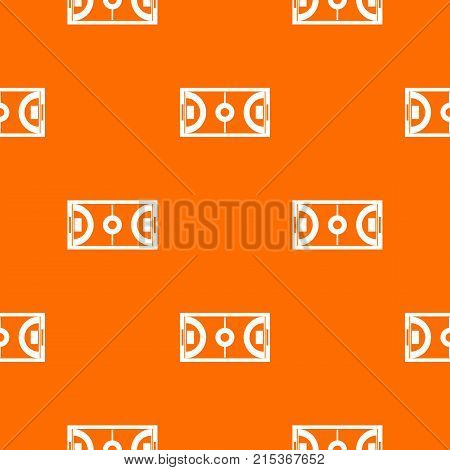 Futsal or indoor soccer field pattern repeat seamless in orange color for any design. Vector geometric illustration