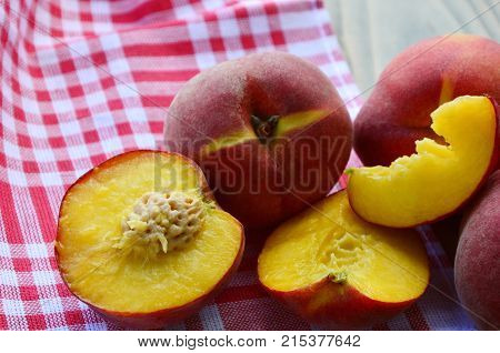 close up from Many fresh peach, german name is Pfirsich