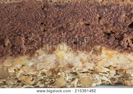 Chocolate cheesecake with cacoa powder. Photo can be used as a whole background.