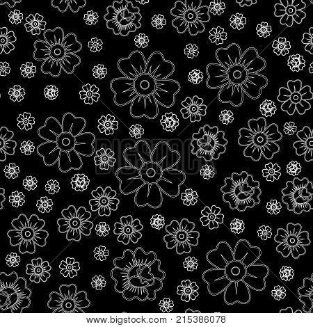 Abstract Seamless Daisy Pattern For Girls, Boys, Clothes. Creative Vector Daisy Background With Flow