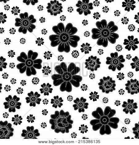 Abstract Seamless Daisy Pattern For Girls, Boys, Clothes. Creative Vector Daisy Background With Flow