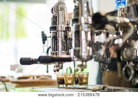 Coffee machine in modern cafe of food and drink industry