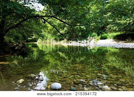 Sava river in the city of Kranj Slovenia