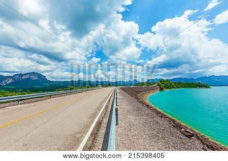 Road On Ratchaprapa Dam Chaew Lan Dam Surat Thani Thailand