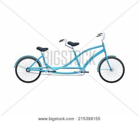 Summer retro tandem bicycle vehicle for transportation, city family bicycles: travel and walks, sports races, family bike, walking. Cycling, bike and bicycle. Vector illustration.