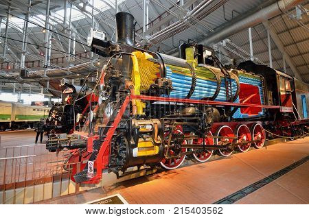 TheSaint-Petersburg.Russia.11.22.2017. Museum of railway transport.It is located near the Baltic station.The main part of the Museum is the large exhibits - locomotives trains and wagons.