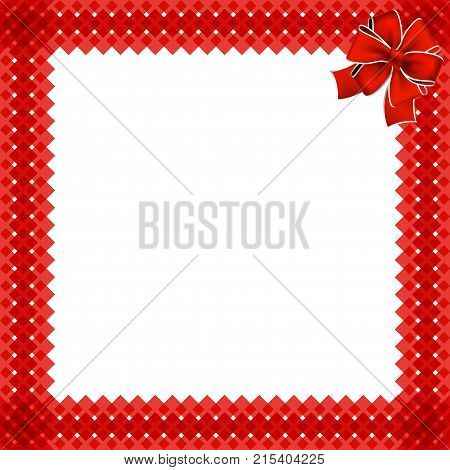 Cute Christmas Or New Year Border With Red Wicker Pattern Wrappe