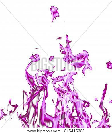 violet flame fire on a white background .