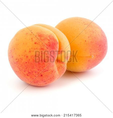 Two apricot fruit isolated on white background cutout