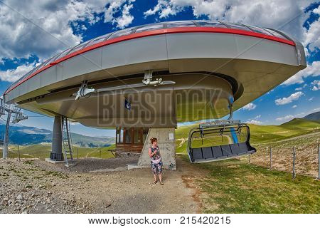 Mountain aerial ropeway in Georgia