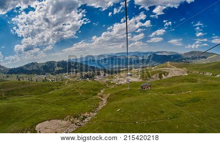 Mountain aerial ropeway in Georgia