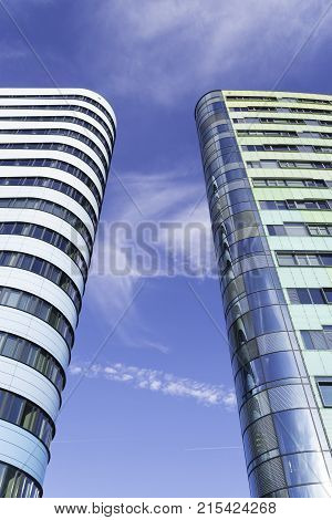 ARNHEM NETHERLANDS - NOVEMBER 26 2016: Modern WTC Arnhem Nijmegen part of the office hotspot at the renovated Station of Arnhem.