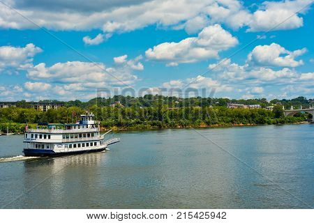 CHATTANOOGA TN - AUGUST 23 2017: The Southern Belle an old-time riverboat is popular for sightseeing excursions up and down the Tennessee River.
