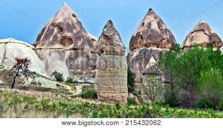Love Valley Volcanic Mountain Landscape In Cappadocia, Turkey
