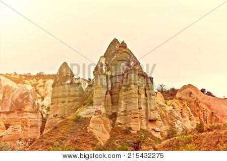 Love Valley Volcanic Mountain Landscape In Cappadocia, Turkey