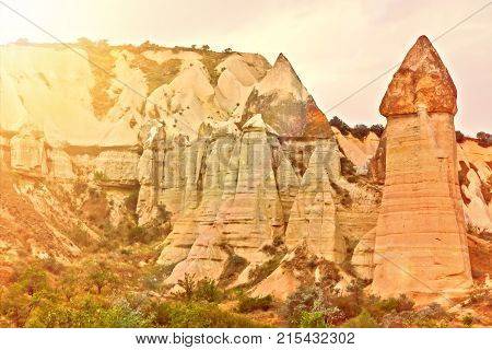 Love Valley Volcanic Mountain Landscape In Cappadocia, Turkey