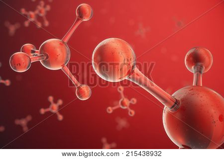 3D illustration Atoms structure. Science or medical background with molecules and atoms. Medical background for banner or flyer. Structure at the atomic level