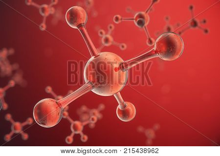 3D illustration Atoms structure. Science or medical background with molecules and atoms. Medical background for banner or flyer. Structure at the atomic level