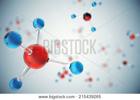 3D illustration molecules. Atoms bacgkround. Medical background for banner or flyer. Molecular structure at the atomic level