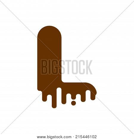 Letter L Chocolate Font. Sweetness Alphabet. Liquid Lettering. Sweet Viscous Abc Sign