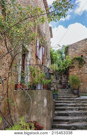 Impression of the village Saint Montan in the Ardeche region of France which is recognized as historical heritage and is considered one of the charming villages of France