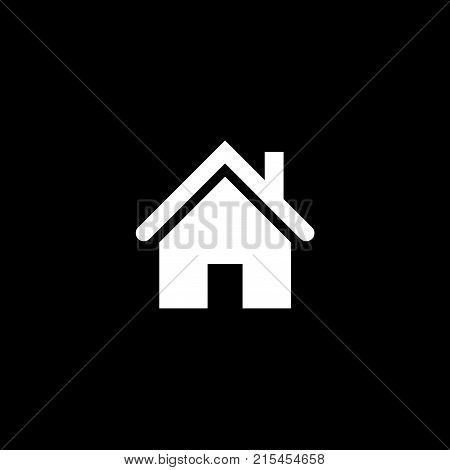 Vector Flat House Icon On Black Background