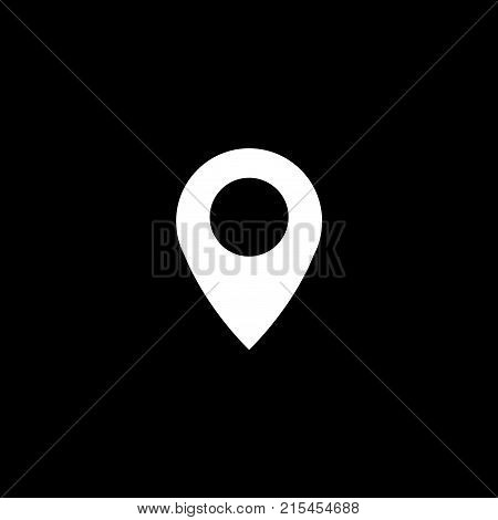 Vector Flat Icon Of Geolocation On Black Background