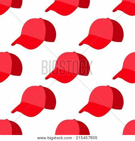 Baseball red cap advertising isolated on white background. Advertising pattern stock vector illustration. EPS