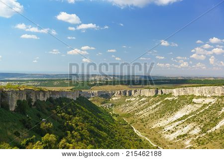 Landscape View Of The Valley Ashlama-dere On The Northern Side Of The Medieval Town-fortress Chufut-