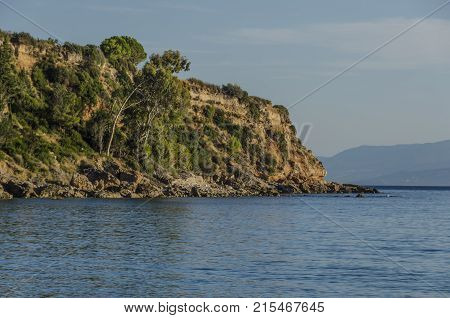 landscape of sunset the beach of lourdata island of kefalonia