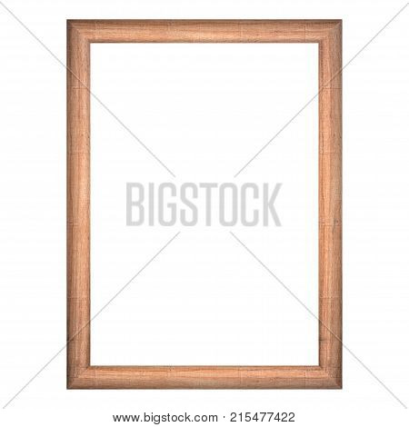 wooden frame with isolated white background. front view of classic wooden frame. for A4 image or text.