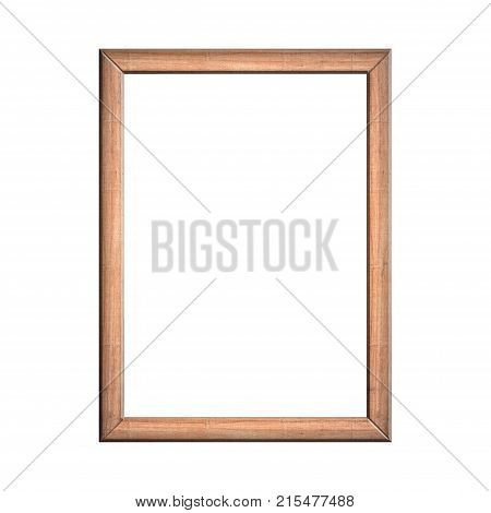 wooden frame with isolated white background. front view of classic wooden frame. for A4 image or text.