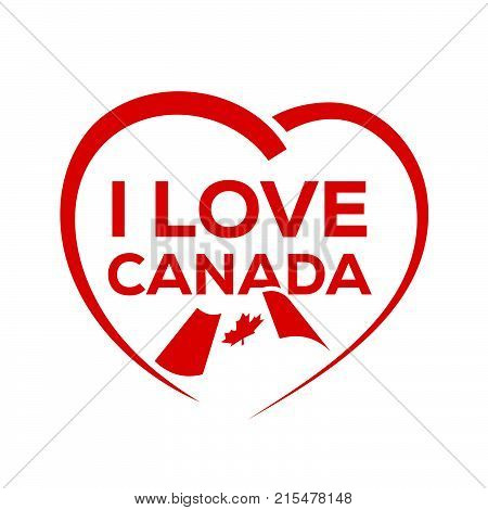 I love canada with outline of heart and candian flag, icon design, isolated on white background.
