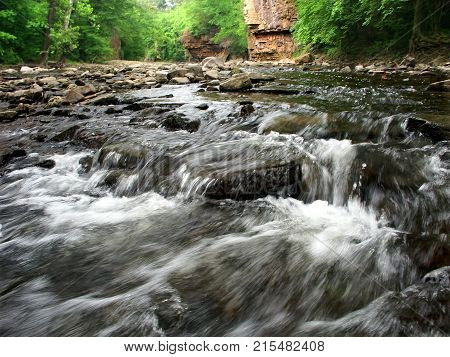 Rock Creek Cascades in a limestone gorge of Kankakee River State Park