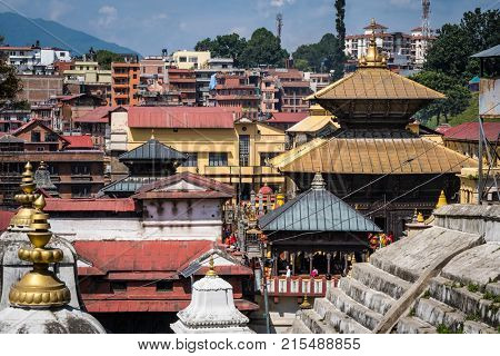 View on the Pashupatinath temple Kathmandu Nepal.