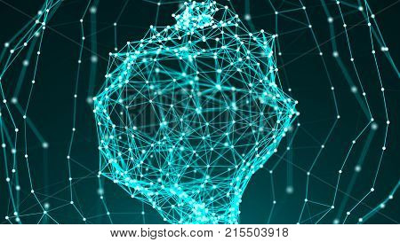 Abstract sphere background. Connection lines structure. Plexus concept art. 3d rendering