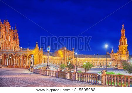 Spain Square (plaza De Espana)is A Square In The Maria Luisa Park, In Seville.