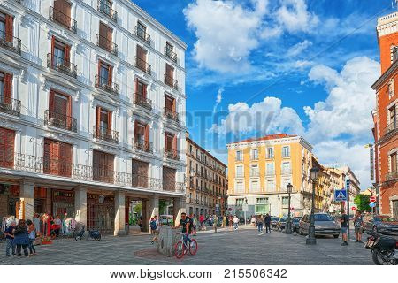 People And Tourists On Santa Cruz Square. On This Square Is Building Of Ministry Of Foreign Affairs.