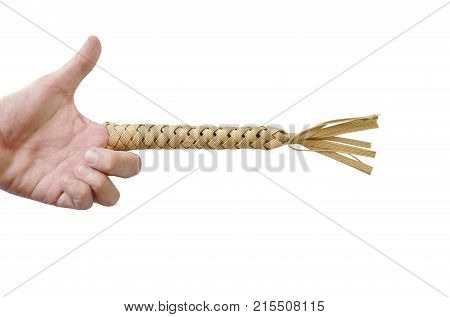 Thai folk wisdom toy equipment by putting finger in hole tight and move for protect trigger finger
