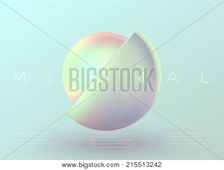 Vector Trendy Minimal Poster. Pastel Vibrant Background with Futuristic 3D Shape. Creative Minimalist Template for Interior Poster Flyer Music Cover Wallpaper Banner Placard. Neon Colors.